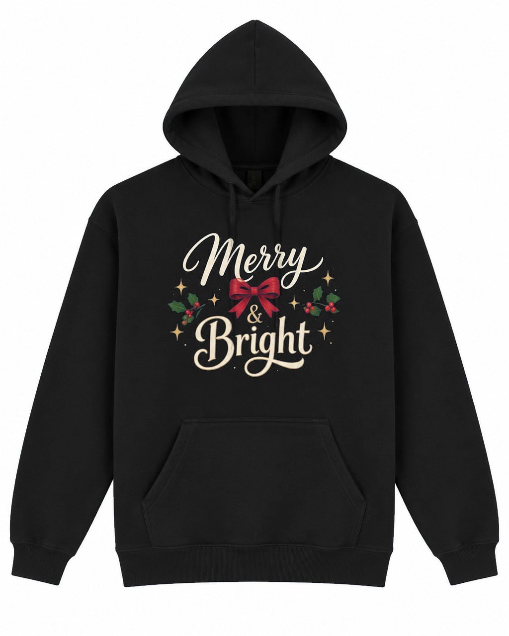 Black Merry & Bright Christmas hoodie