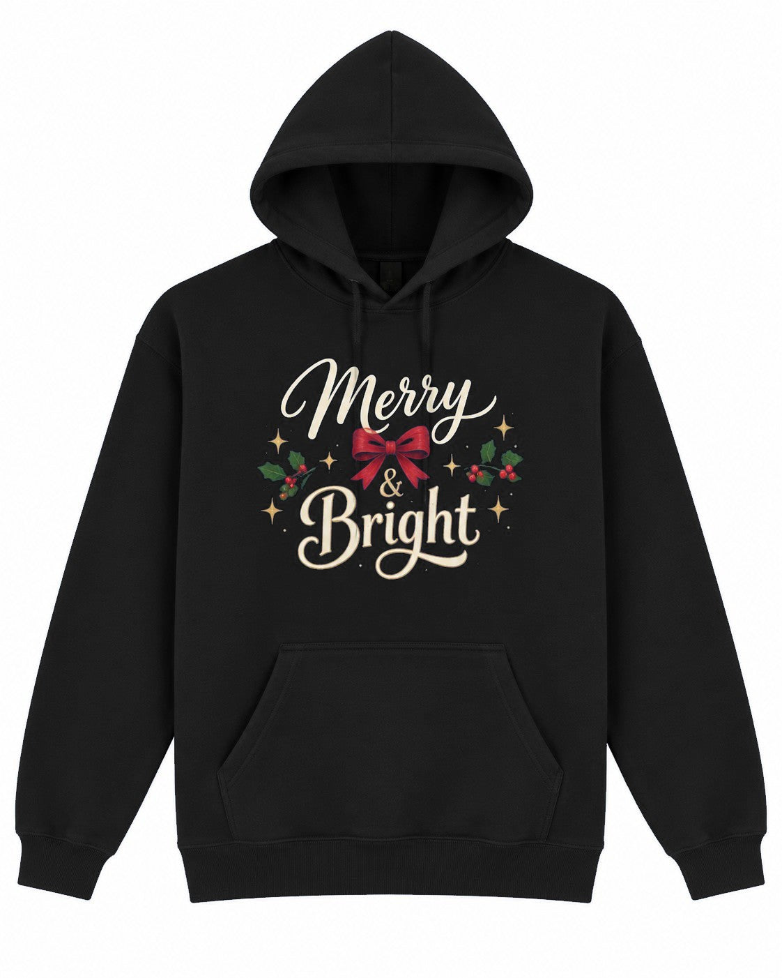 Black Merry & Bright Christmas hoodie