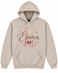 Sand personalized hoodie, example name Emma
