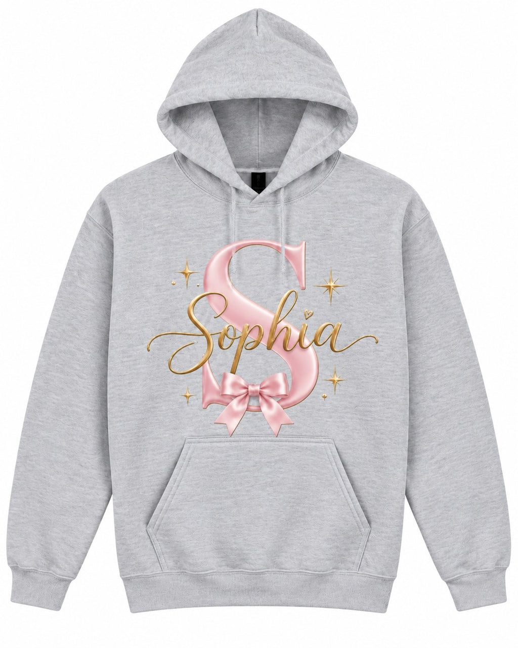 Sport Grey personalized hoodie, example name Sophia
