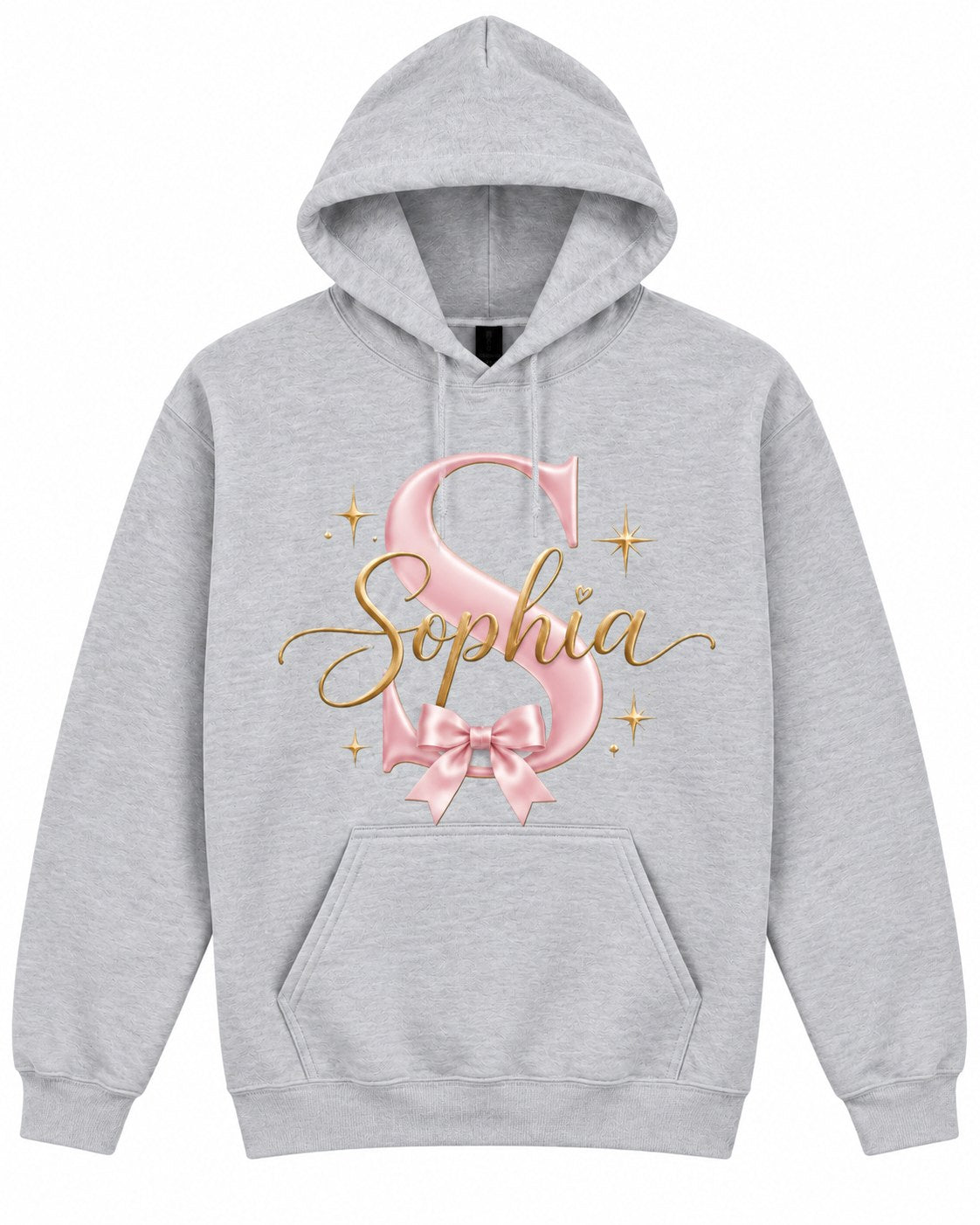 Sport Grey personalized hoodie, example name Sophia