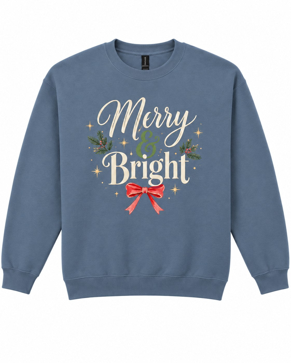 Slate Blue Merry & Bright Christmas crewneck sweatshirt