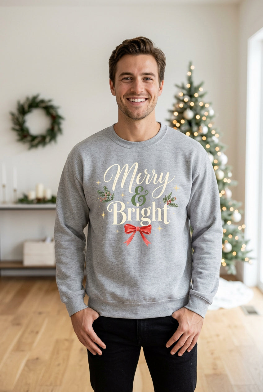 Sport Grey Merry & Bright crewneck, styled photo