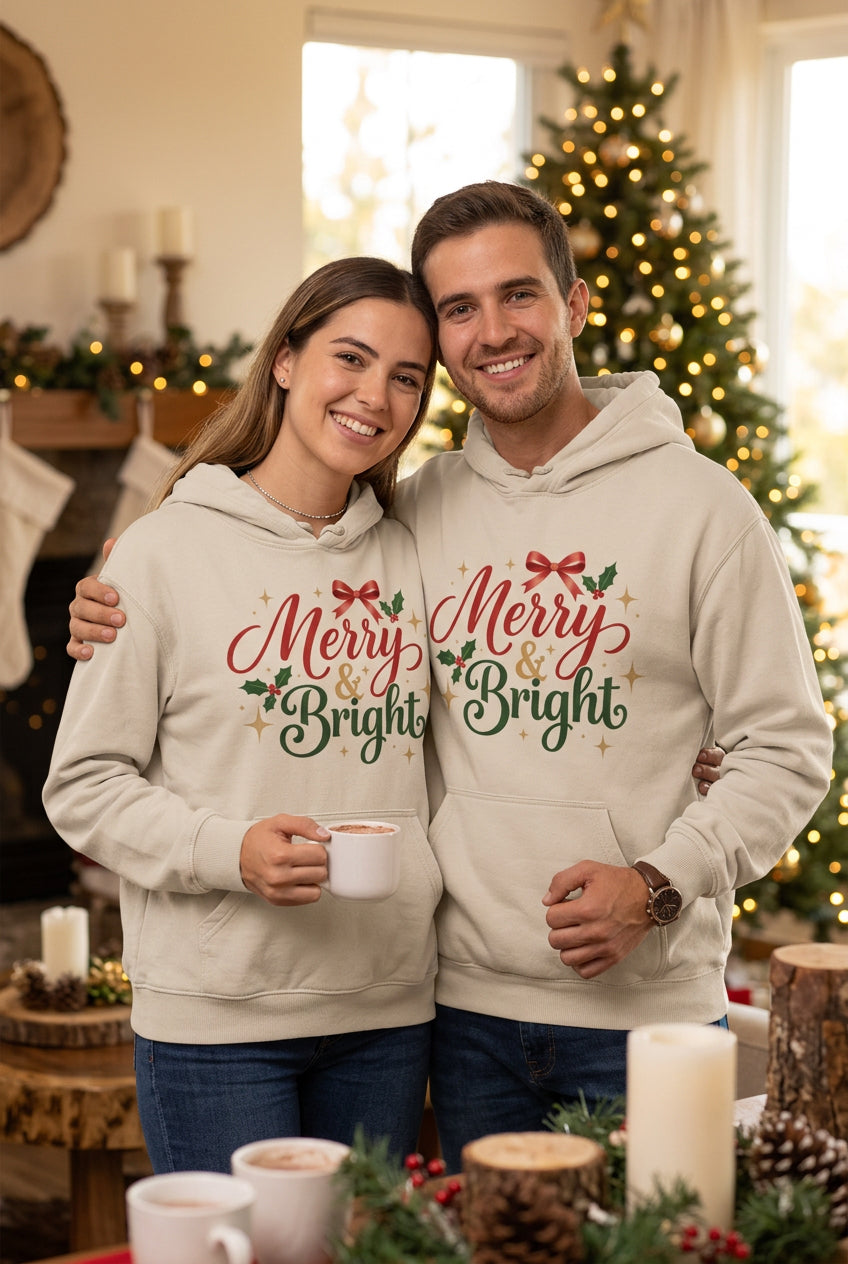 Sand Merry & Bright hoodie, styled photo