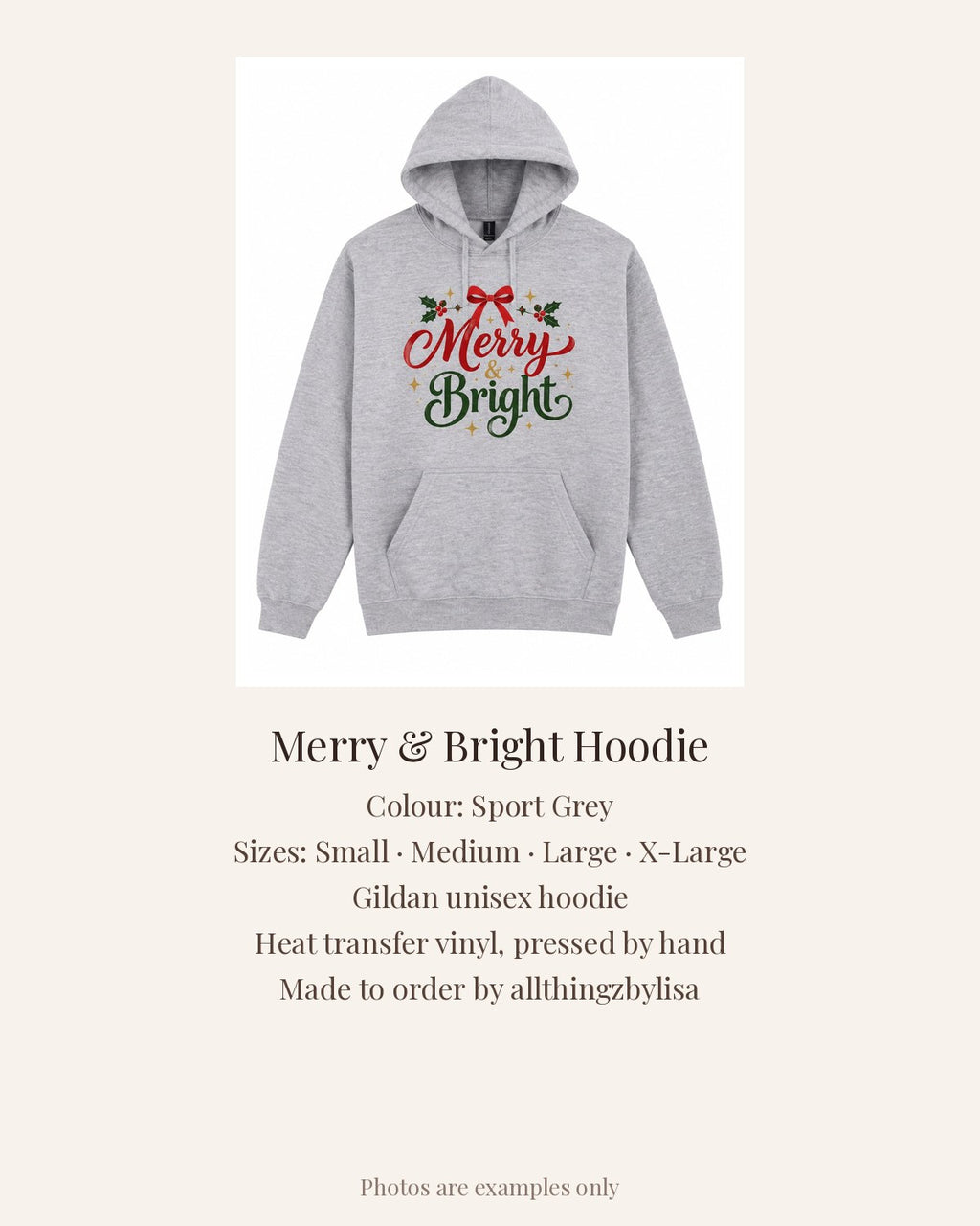 Sport Grey Merry & Bright hoodie, details