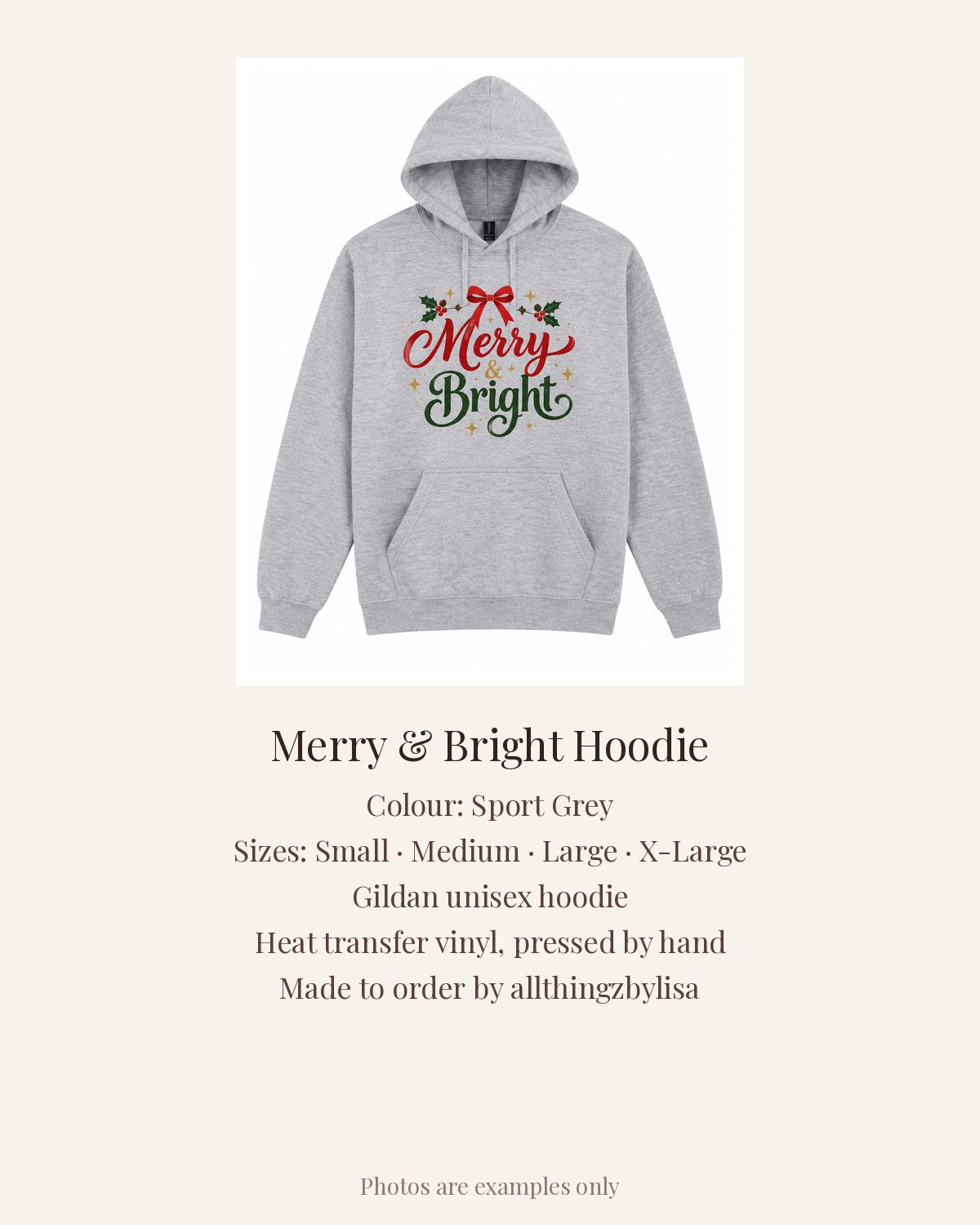 Sport Grey Merry & Bright hoodie, details