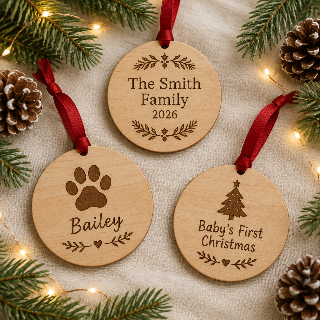 Personalized Christmas Ornaments (sample mockup)
