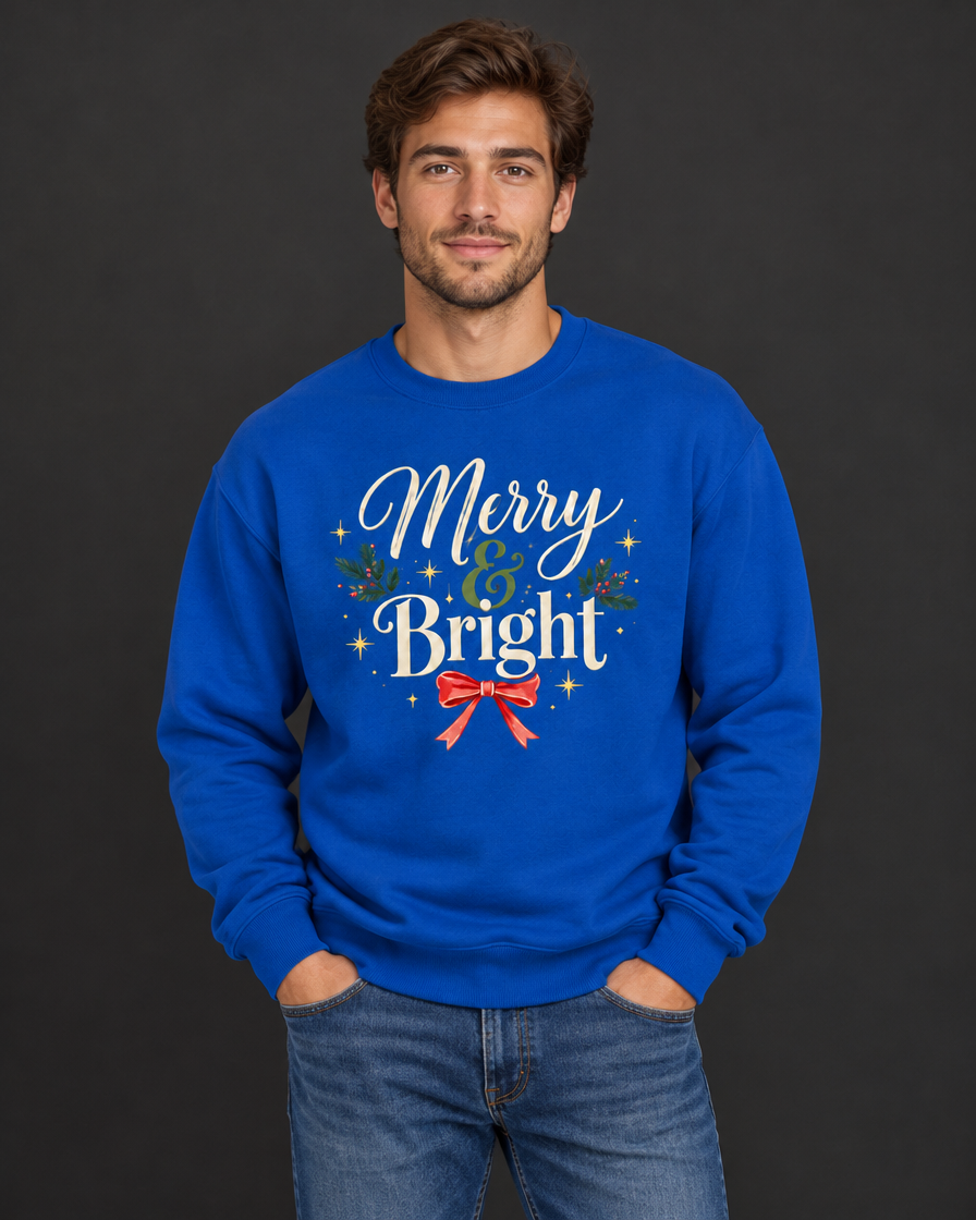 Royal Merry & Bright crewneck on a model